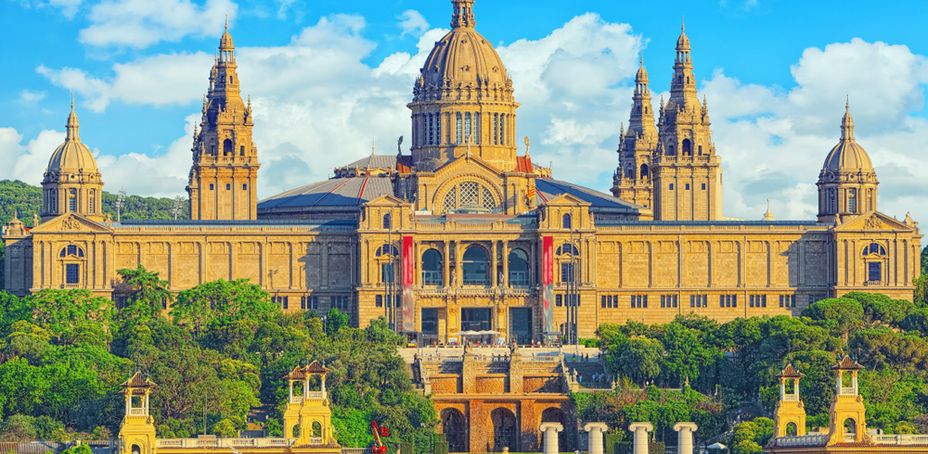 Exterior view of the National Art Museum of Catalonia in Barcelona, Spain.