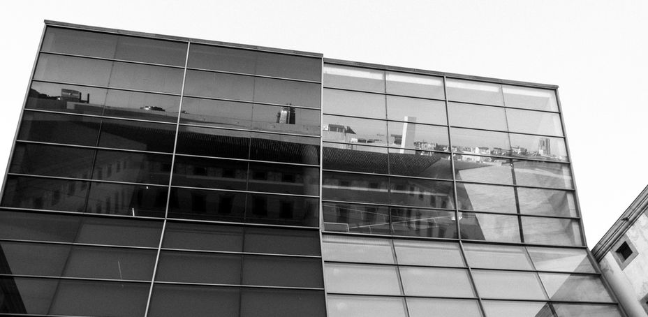 CCCB building in Barcelona, black and white architectural photograph